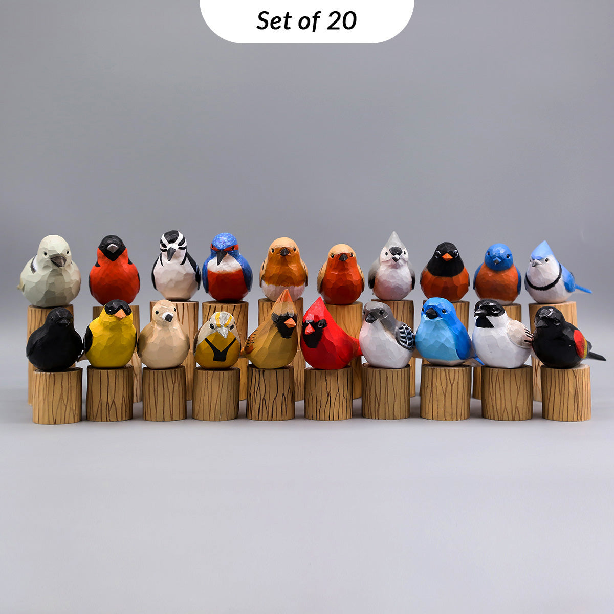 Handcrafted Birds + Stands