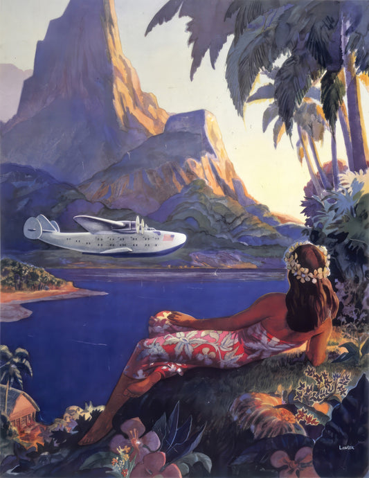 Fly to South Sea Isles via Pan American Poster