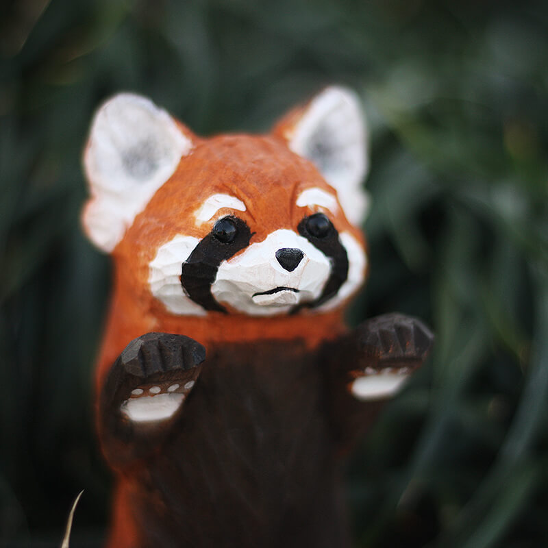 Cute Red Panda wooden box newest with marquetry personalizable