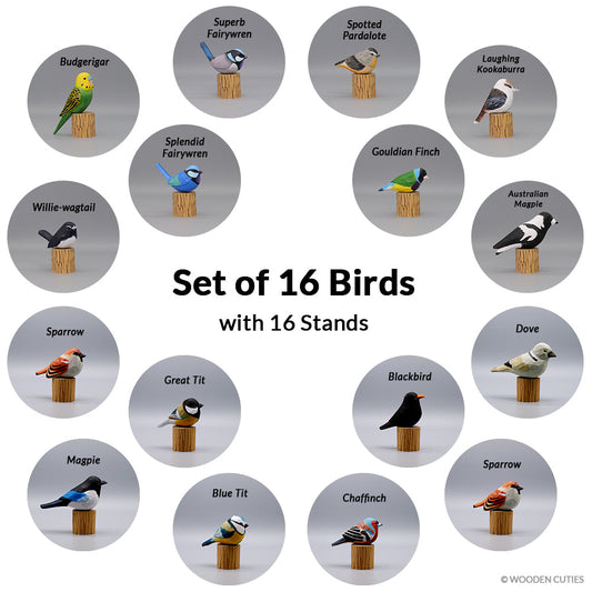 Set of 16 Birds + 16 Stands
